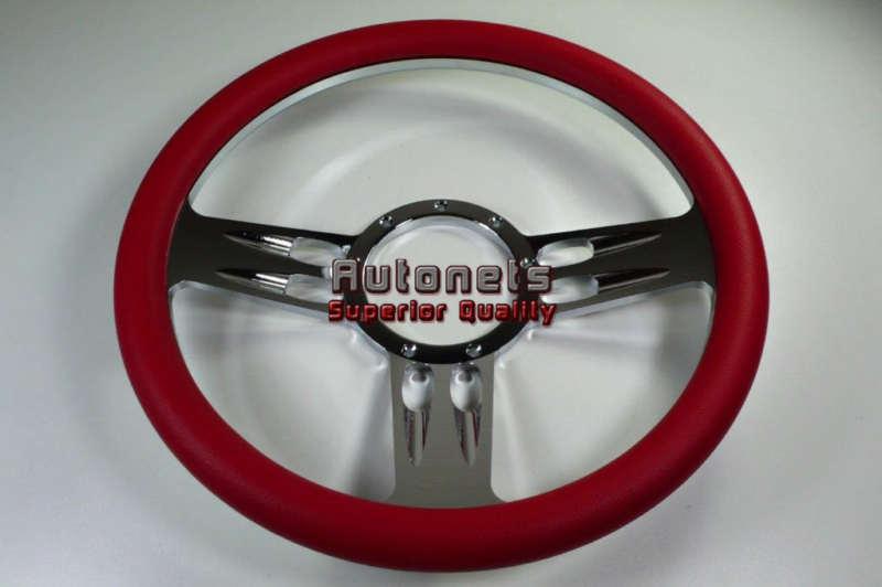 Red leather 3-slot chevy gm el camino pontiac buick steering wheel aluminum