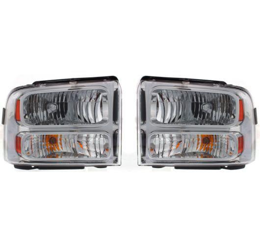 05-07 ford super duty pickup truck headlights headlamps pair set new