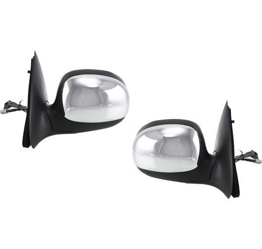 Ford pickup truck chrome & black power side mirrors left lh & right rh pair set