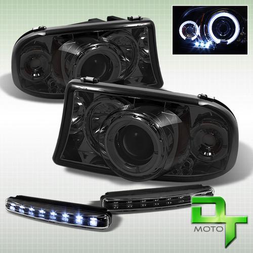 Led bumper fog+smoke 97-04 dakota durango dual halo projector headlights+corner