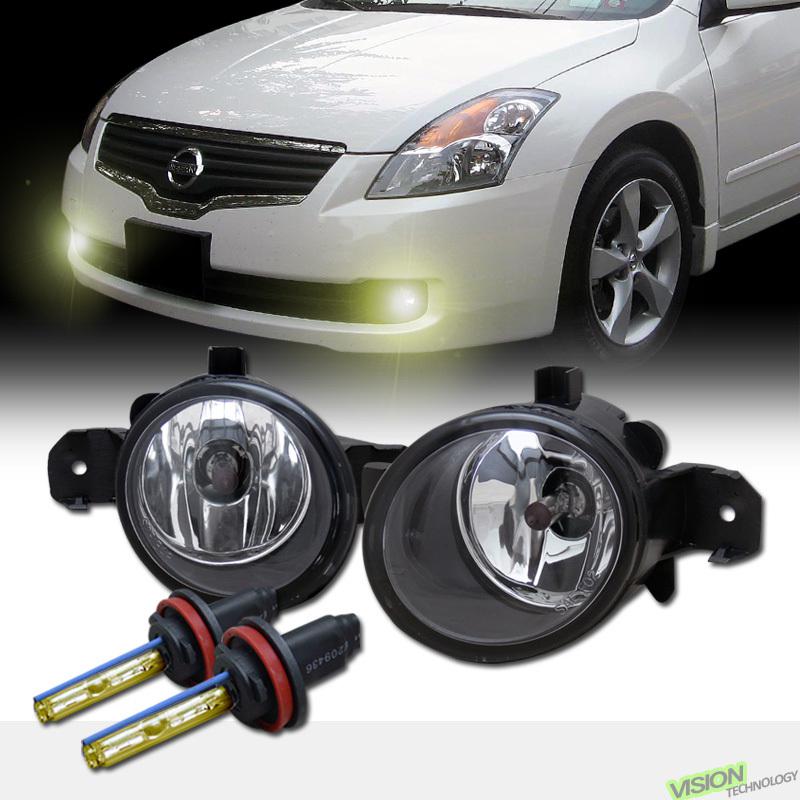 H11 3000k hid+clear lens driving/bumper fog lights lamps pair 07-09 altima sedan