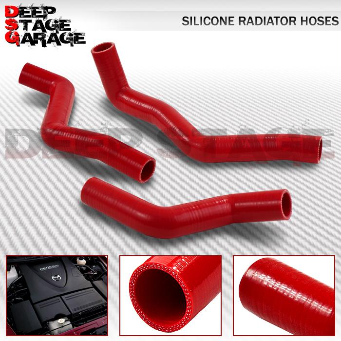 Bolt-on oem replacement silicone 3-ply radiator hose 04-10 mazda rx-8/rx8 red