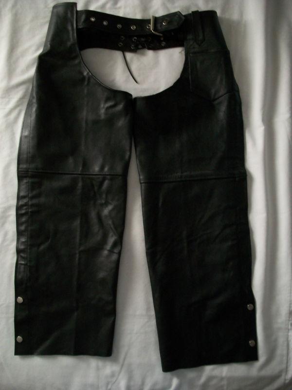 Xs-petite black leather motorcycle chaps by highway hawks