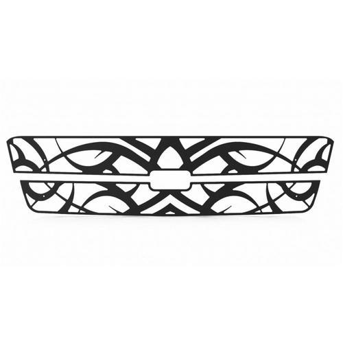 Chevy silverado hd 03-04 tribal black powdercoat truck grill insert add-on trim