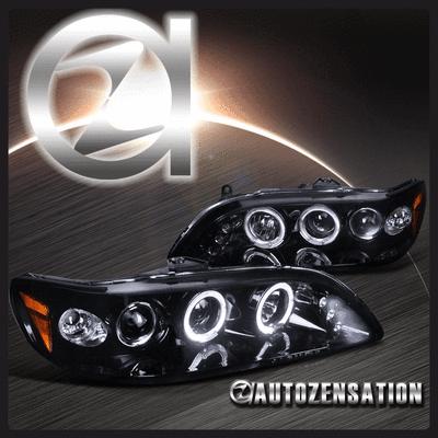 98-02 honda accord 2/4dr [glossy black] led drl halo projector headlights