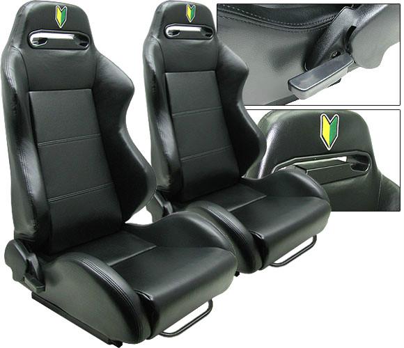 New 2 black leather racing seats reclinable all acura w/ stitched logo