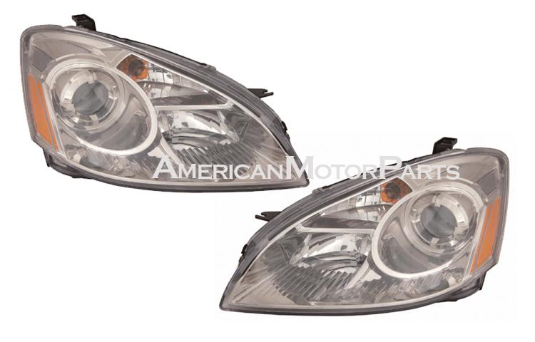 Depo pair euro gun metal style projector halogen headlights 02-04 nissan altima