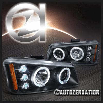 Chevy 02-06 avalanche 03-07 silverado black led halo projector headlights