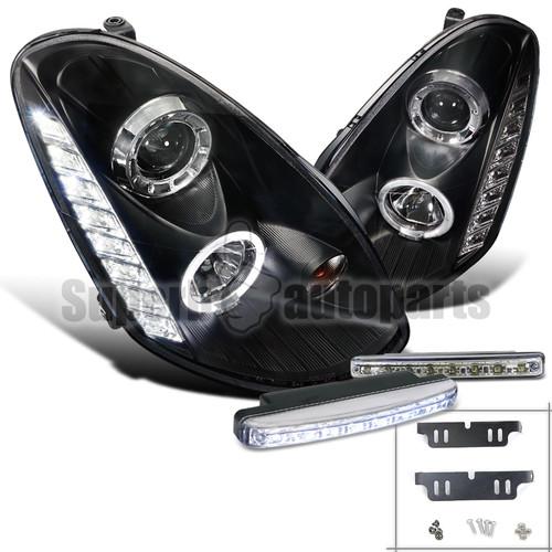 2005-2006 infiniti g35 4d halo projector headlights black+8 led bumper fog lamps