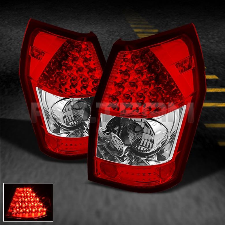 05-08 dodge magnum srt8 sxt se red clear led tail lights lamps pair left+right