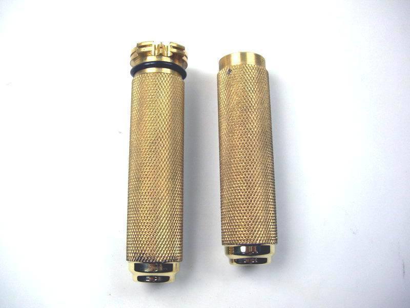 Harley chopper bobber oldschool brass knurled grips t