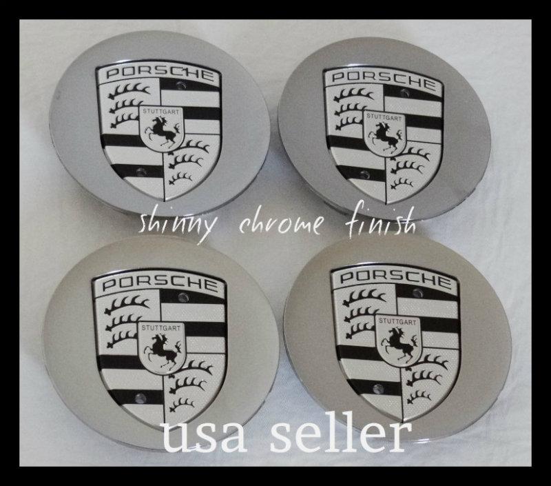 Chrome silver porsche cayenne 911 panamera carrera boxter wheel center caps set