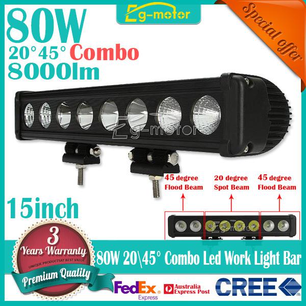 80w cree flood spot combo led work light bar offroad car jeep truck driving lamp