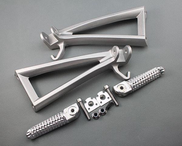 Silver rear passenger foot pegs footrest bracket for yamaha yzf r6 2006-2011