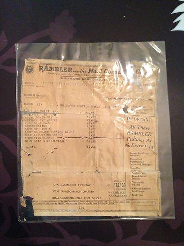 1960 amc rambler original dealer window sticker 60, '60