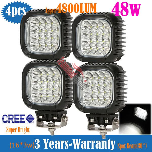 4x 48w cree led work light spot pencil beam caravan offroad vehicles 4x4 4wd atv