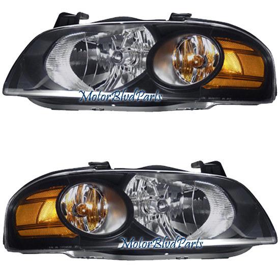 04-06 nissan sentra black amber headlights headlamps pair