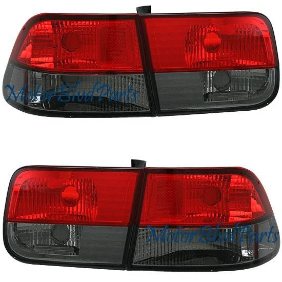 96-00 civic 2d coupe red/smoke tail lights rear lamps