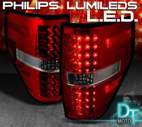 09-12 ford f150 styleside philips-led perform red smoked tail lights left+right