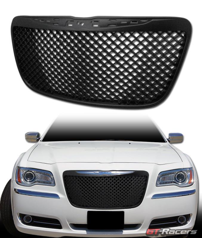 Black luxury mesh front hood bumper grill grille abs 2011-2013 chrysler 300 300c