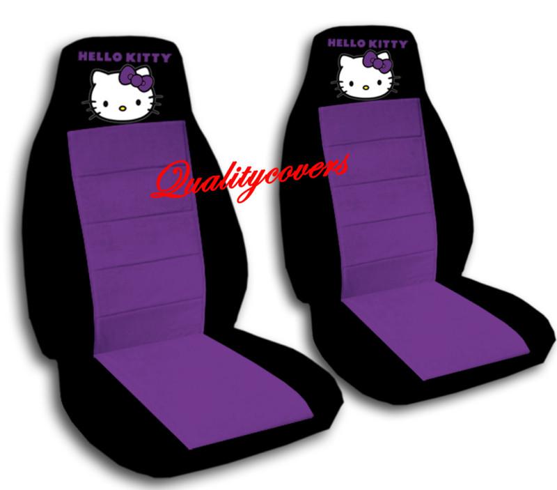 Hello kitty car seat covers front and rear set purple and black