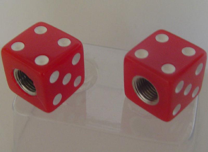 2 real "red dice" tire air valve stem caps for harley davidson wheel rims 