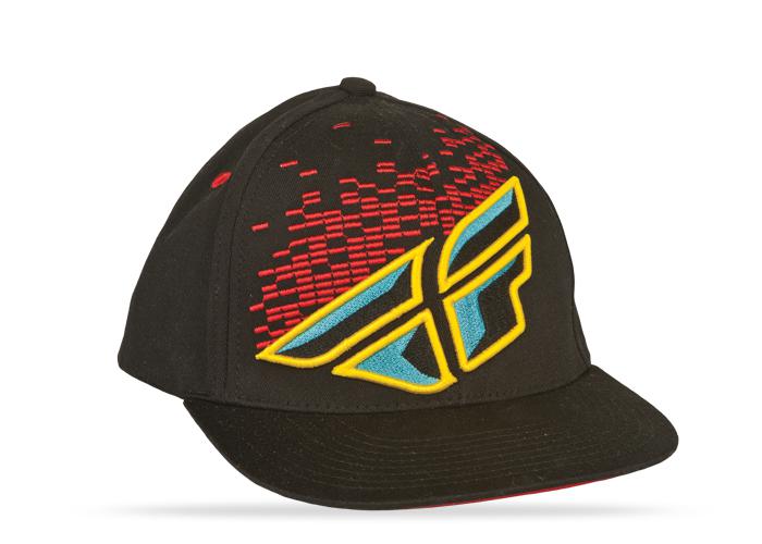 Fly racing dubstep youth hat - flat brim, flex fit - black/red/yellow