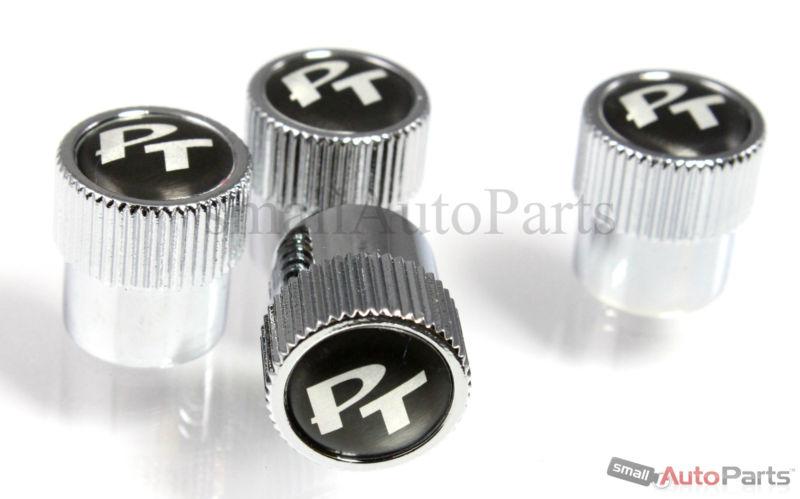 (4) chrysler pt cruiser black logo chrome abs tire/wheel stem air valve caps 