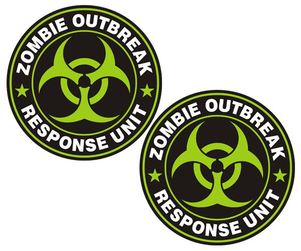 Zombie outbreak response unit decal set 4"x4" green control team sticker zu1
