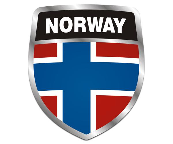 Norway flag shield decal 5"x4.3" norwegian vinyl bumper sticker zu1