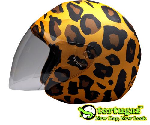 Leopard style by tortugaz motorcycle open face fashion helmet cover