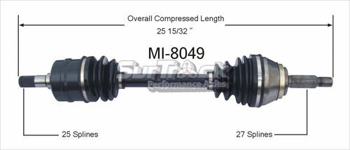 Surtrack perf axles mi-8049 cv half-shaft assembly-new cv axle shaft