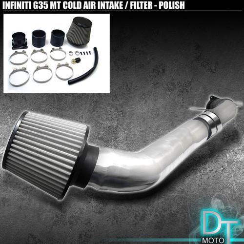 Stainless washable filter + cold air intake 03-06 infiniti g35 polish aluminum