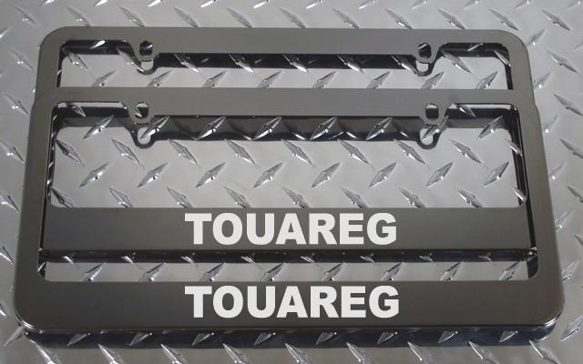 2 brand new volkswagen touareg gunmetal license plate frame + screw caps