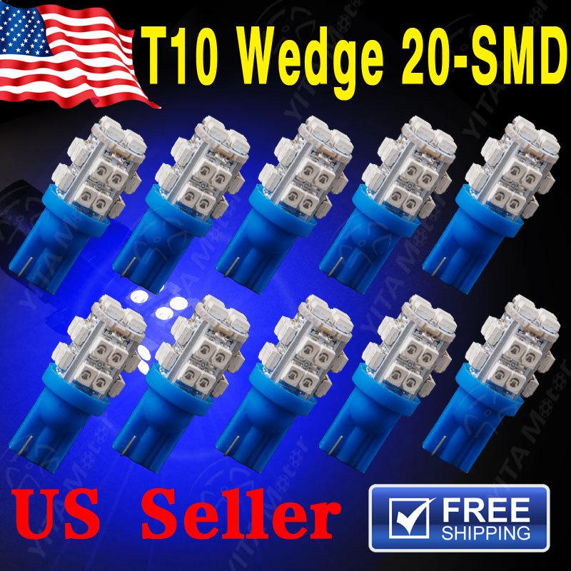 10 x t10 w5w 2825 192 194 168 501 ultra blue 20smd led side wedge light bulb 12v