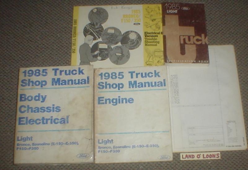 1985 ford f150-250-350 light truck bronco/econoline shop/service manual +extras