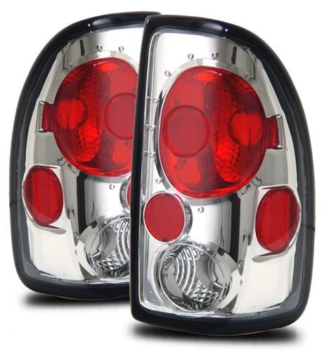 97-04 dodge dakota euro clear chrome altezza tail light rear brake lamp housings