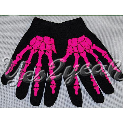 New & cool rose skull black gloves 1205