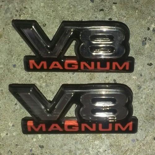 (2) oem factory genuine stock dodge v8 magnum fender emblems badge logo 