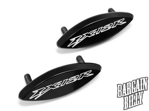 Kawasaki ninja zx-12r mirror block off plates logo engraved set black