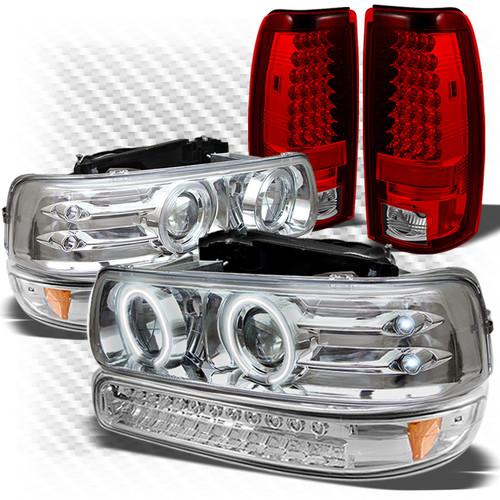 99-02 silverado pro headlights + led bumper + r/c philips-led perform tail light