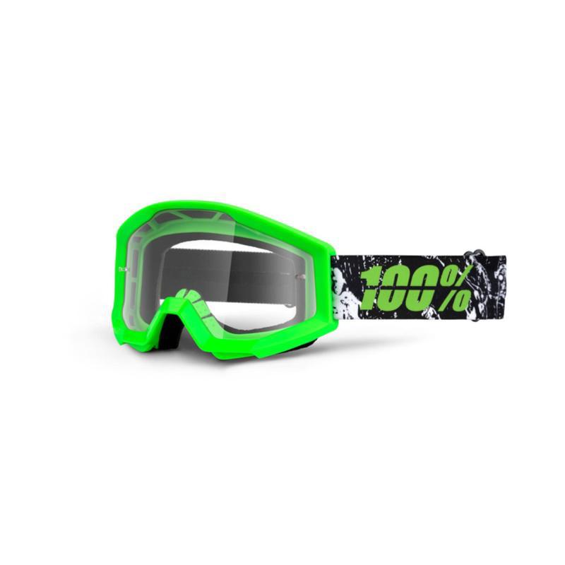 New 100% strata jr adult goggles, crafty lime, with clear lens