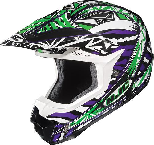 Hjc cl-x6 fuze offroad/motocross helmet,mc-4/purple/green/white/black,med/md