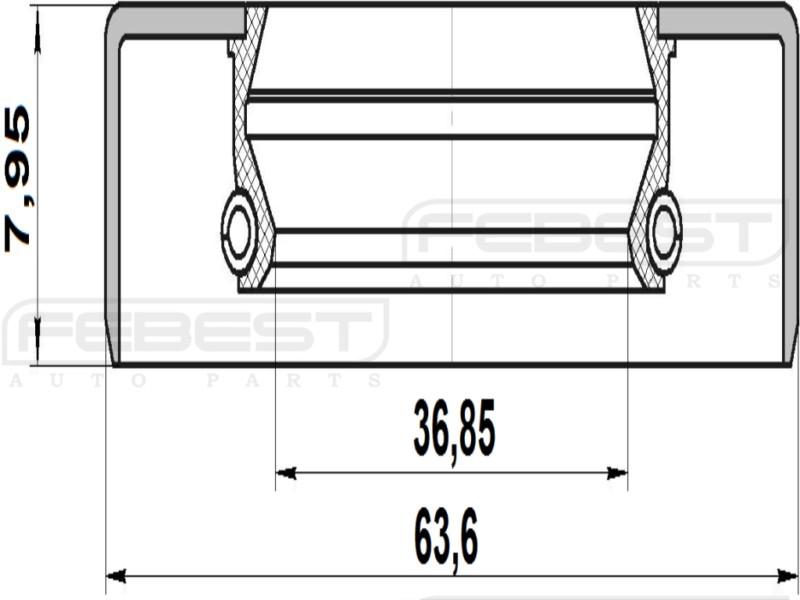 Oil seal rear hub (38x63.5x8) - febest # 95gdy-38630808x