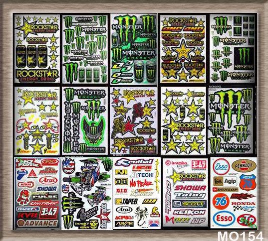 Lot of 15 sheets mixed atv moto mx stickers kit   #mo154kr2
