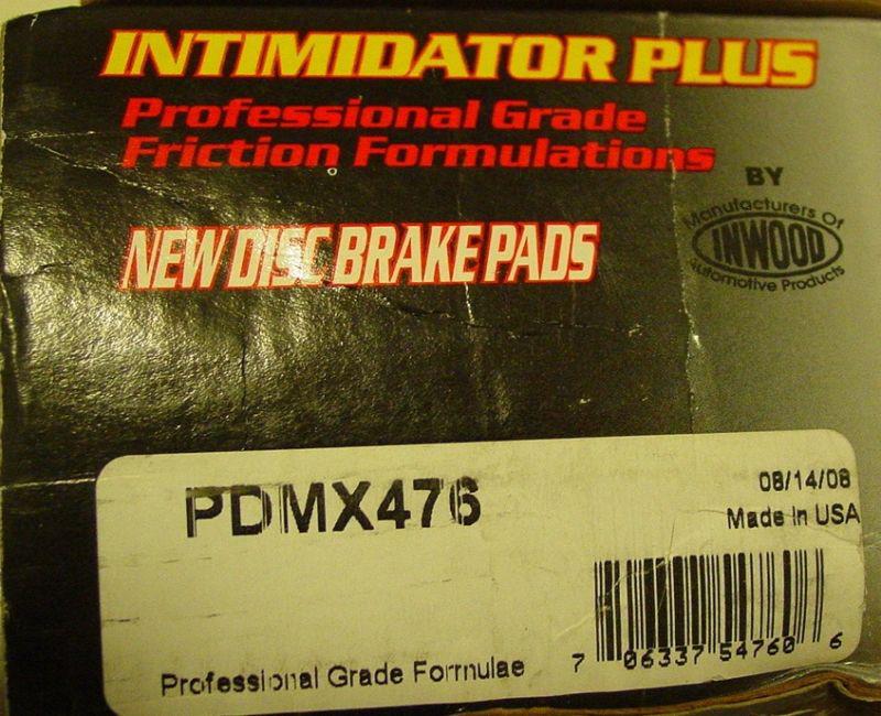 Intimidator plus professional grade disc brake pads, pdmx476, by inwood