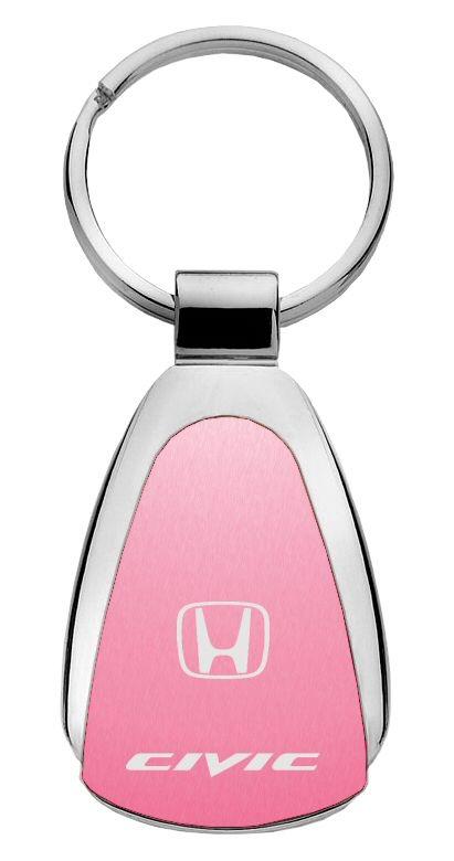 Honda civic pink tear drop metal key chain ring tag key fob logo lanyard
