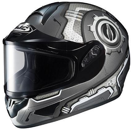 Hjc cl-16sn machine dual lens black snow helmet adult lg large