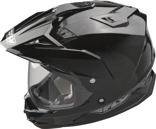 Fly racing trekker motorcycle helmet black small