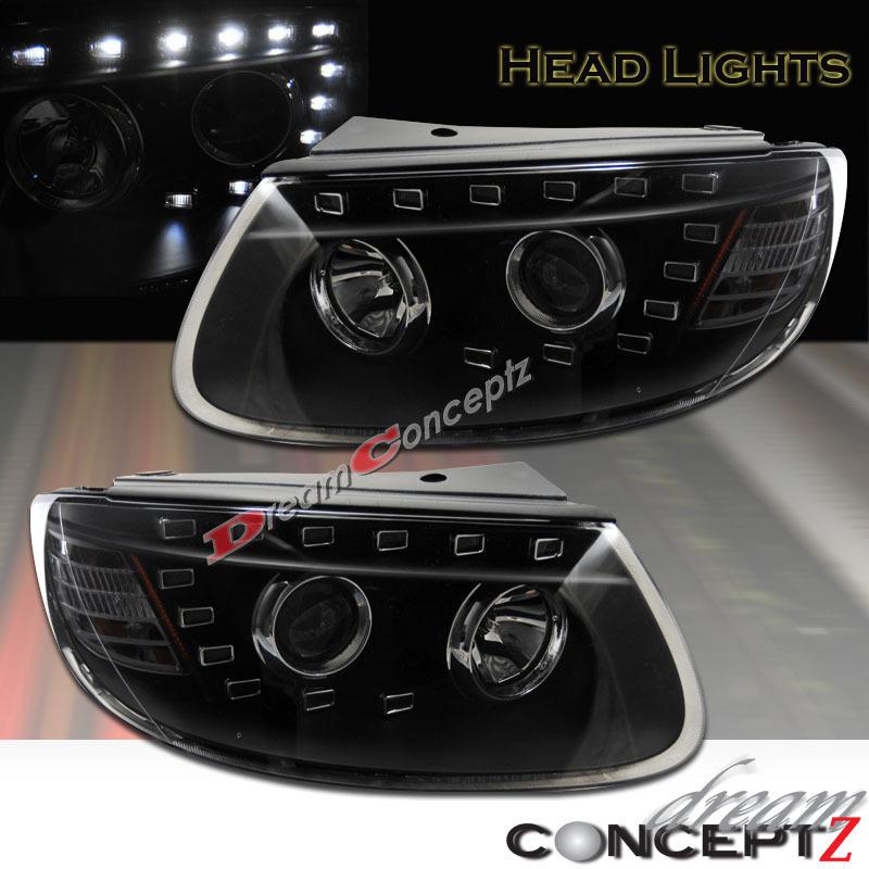 2007-2009 projector headlights w/ l.e.d for santa fe model led black housing